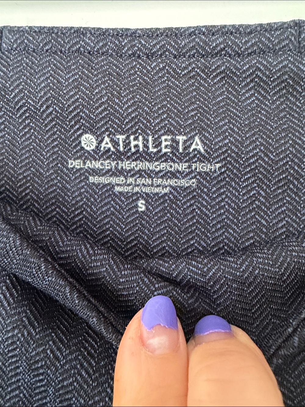Athleta Navy Delancey Herringbone Tights